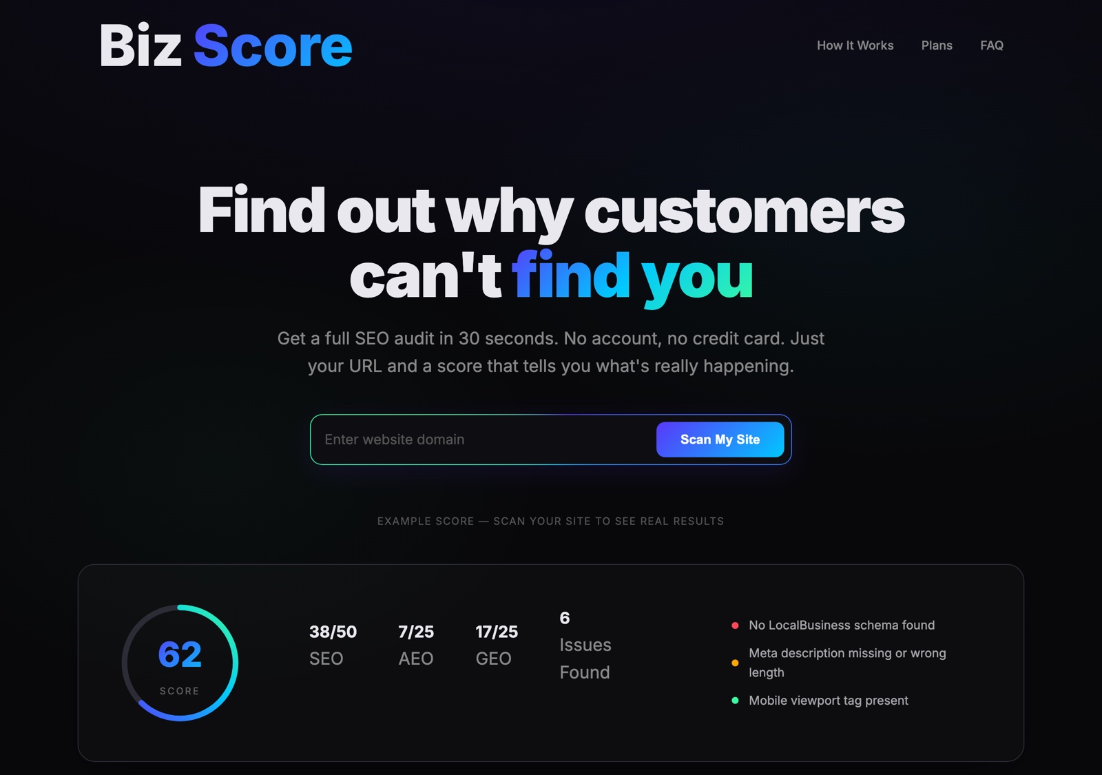 The current BizScore version, clear reveal and legible in any theme
